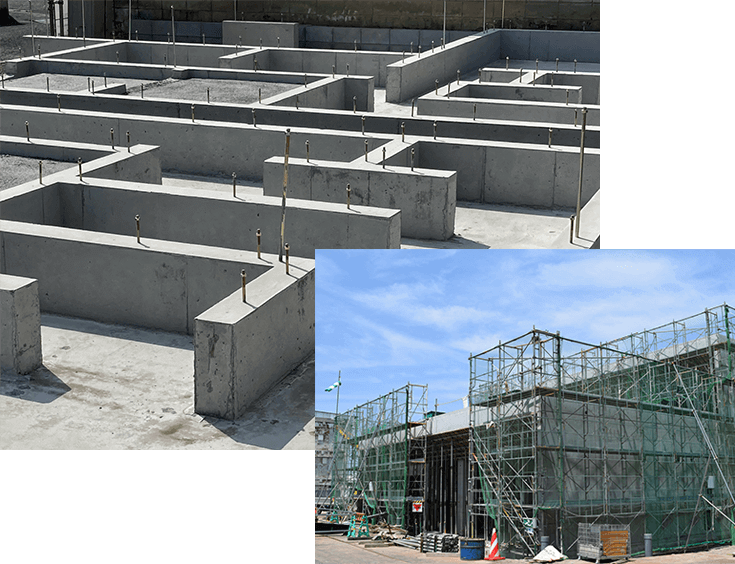 「みんなの力」を大切に、時代と共にコンクリート構造物を支え、共存を志しております。